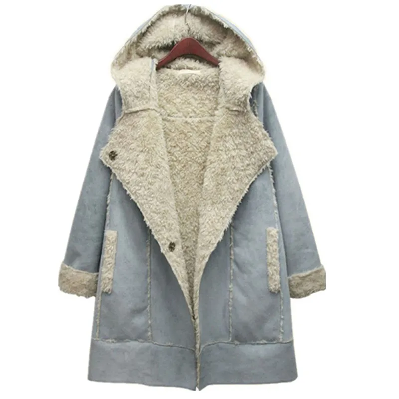 Европейский стиль зимняя куртка для женщин толстая овечья шерсть замшевое