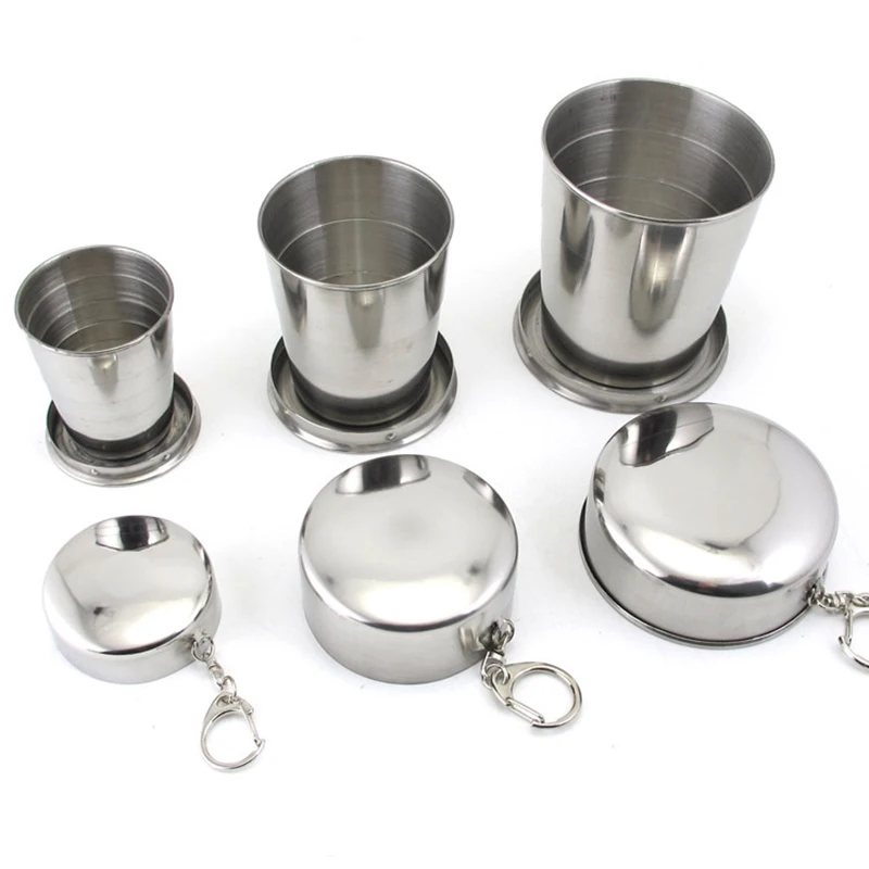 

Modern 1pcs Small Portable Folding Stainless Steel Cup Travel Mini Drinking Water Cup Retractable Outdoor Camping Supplies -FT