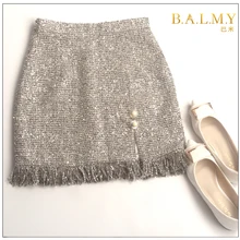 Новинка г.; осенняя одежда; Милая Короткая юбка в светском стиле; модная шерстяная юбка с кисточками и высокими карманами