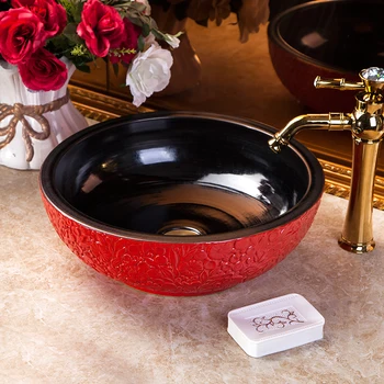 

Chinese Vintage Style Countertop Basin Sink Handmade Ceramic Bathroom Vessel Sinks Vanities ceramic bowls sink