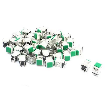 

50Pcs Green Head DPDT Soldering Terminal Latching Snap in Push Button Switch