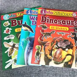 Наклейка динозавра книги для ребенка опираясь книга на английском языке с многоразовые стикеры s Дошкольное для раннего развития игрушка