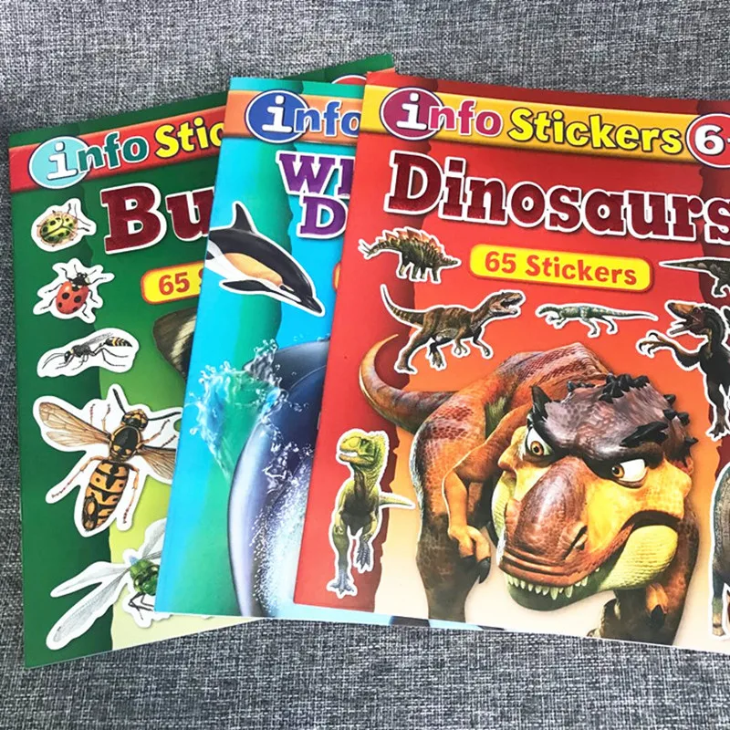 

Dinosaur Sticker Books for Baby Leaning English Story Book with Reusable Stickers Preschool Early Learning Educational Toy