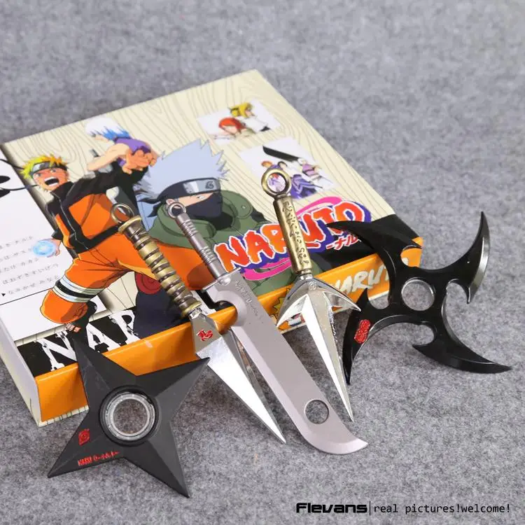 

Anime Naruto Cosplay Weapons Shuriken Kunai Metal Model Toys 5pcs/set