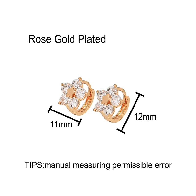 Модные AAA кубического циркония милый цветок обруч серьги 585 роза цвет золотистый Высокое качество для леди, русская девушка цвет золотистый ювелирные изделия