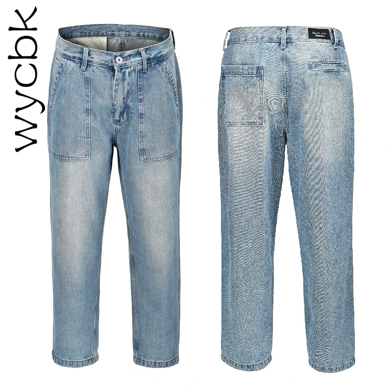 Wycbk 2018 Новые Большие размеры модные джинсы свободные большие карманы хип-хоп Повседневная Мужская широкие брюки джинсы
