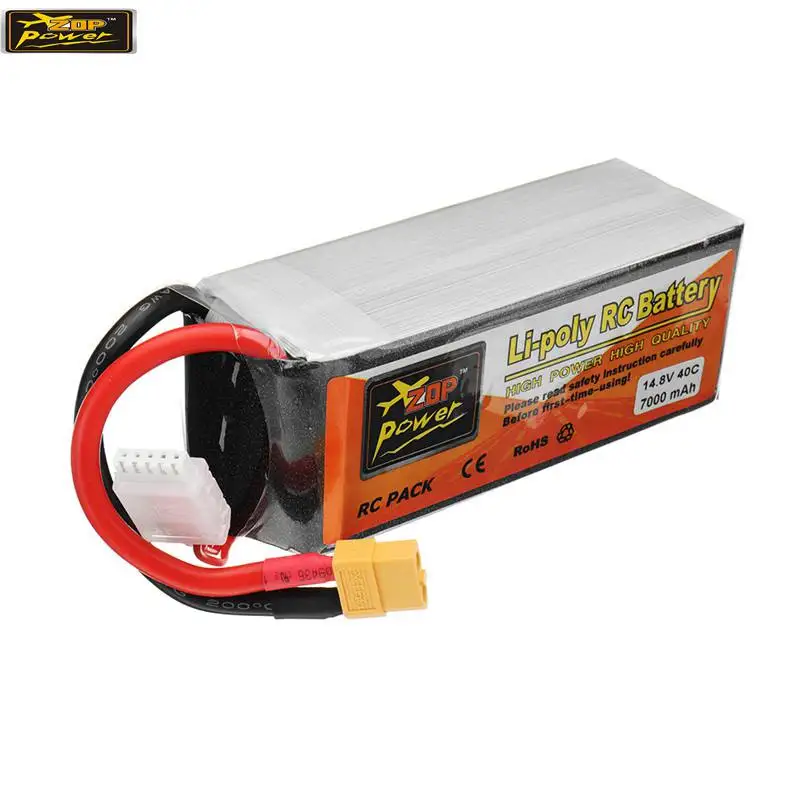 

Hot New ZOP Power 14.8V 7000mah 40C 4S Rechargeable Lipo Battery XT60 Plug for RC Models Racing Drone Spare Parts Accs