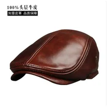 Новое поступление шапки из натуральной яловой кожи мужские кожаные кепки для взрослых весна осень зима хлопок козырек кепки s B-7232
