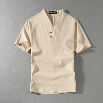 

yellow men clothes 2019 t shirt tshirt Brand linen Clothing 5 colors V neck Men's Casual For Male T-shirt M-9XL Free Shipping