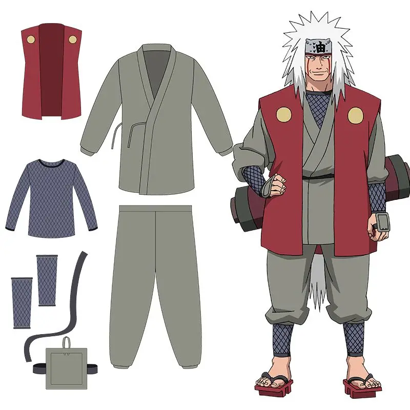 

Anime Shippuden Naruto Cosplay Gama Sennin Jiraiya Costumes Unisex Fancy Party Uniform Complete Full Set for Halloween