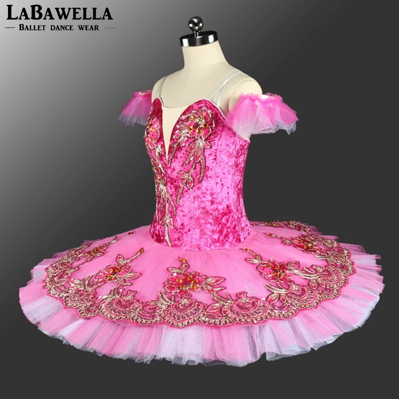 Women Nutcracker Performance Tutu Dark Pink Adult Professional Ballet Tutu Girls Pancake Classical Ballet Stage Costume BT9151