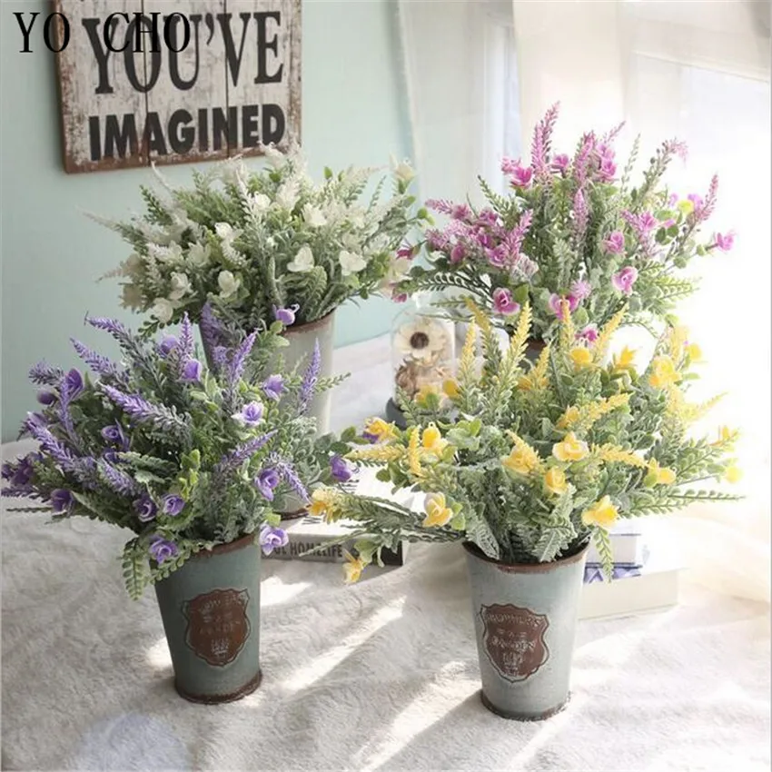 

YO CHO Simulation Earhead Artificial Flowers Flocked Fake Flower DIY for Home Bridal Wedding Bouquet Decorative Flower Home