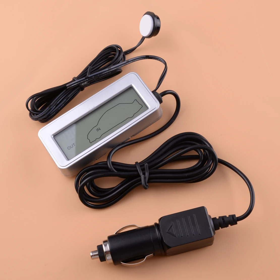 beler Auto Car Indoor Outdoor 12V Plastic LCD Digital Display Thermometer With Cigarette lighter