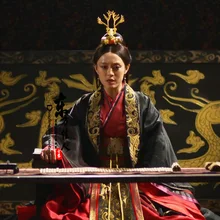 Черный Великолепный костюм ханьфу императрица период ТВ Играть Легенда Ми Юэ-древняя Цинь императрица Сюань фото дом костюм принцессы