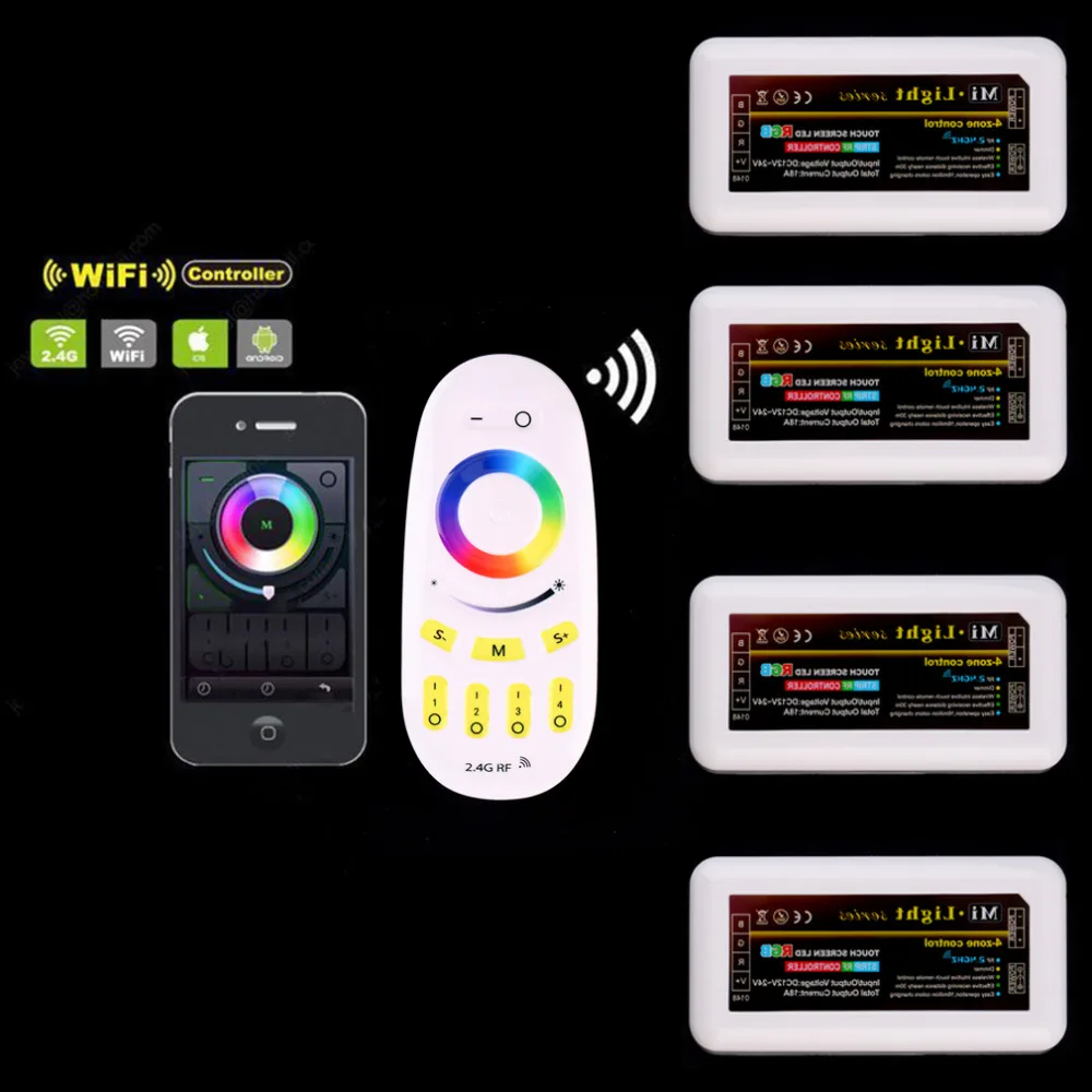 

2016 NEW Wireless 2.4G 4-Zone RGBW Touchtone remote control for led strip,RF Wifi dimmable Controller rgb controller for milight