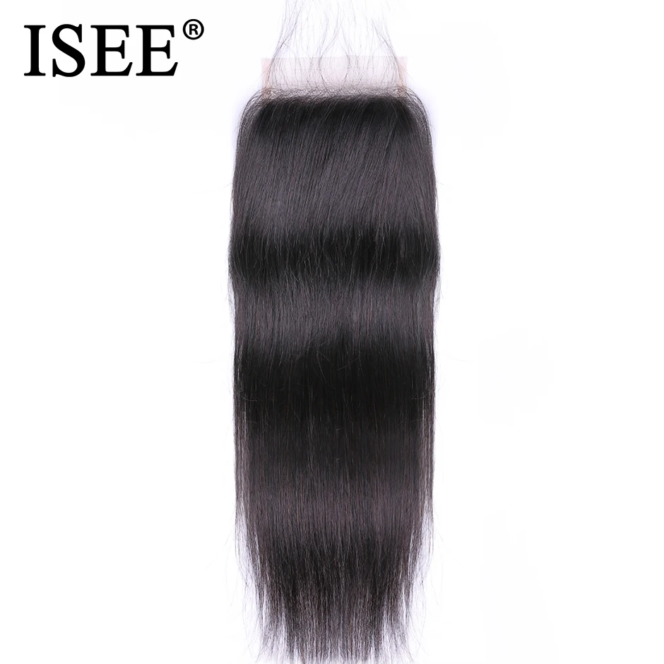 

ISEE HAIR Malaysian Straight Hair Closure Free Part Remy Human Hair 4"*4" Free Shipping Medium Brown Swiss Lace Closure