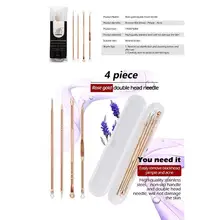 4 шт. Нержавеющая сталь угревая сыпь инструмет для удаления черных точек, инструмент для удаления с двойным концом иглы прыщей, набор кистей для макияжа