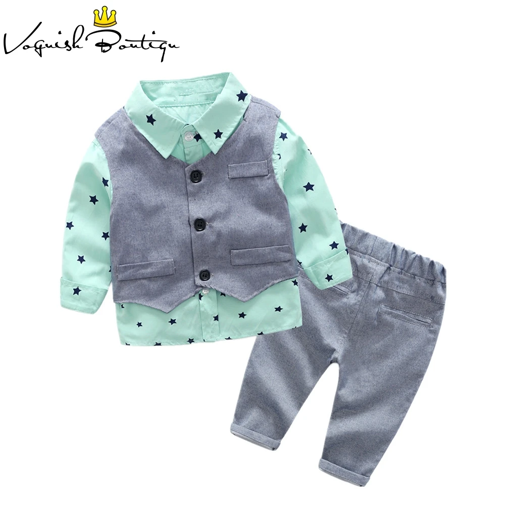 Voguish Boutiqu-ensemble de vêtements 3 pièces | Nouveau style garçons, chemise + gilet +, vêtements de qualité pour bébés