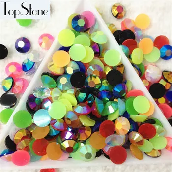 

TopStone Bulk Packing 3mm 4mm 5mm 6mm Resin round Rhinestones Jelly AB Colors Flat back Resin Stone Nail art decoration