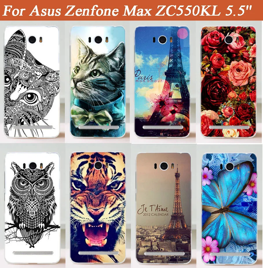 14 Patterns New Fashion DIY Design case For Zenfone MAX ZC550KL Beautiful Rose Flowers Eiffel towers hard cover Free Shipping | Мобильные
