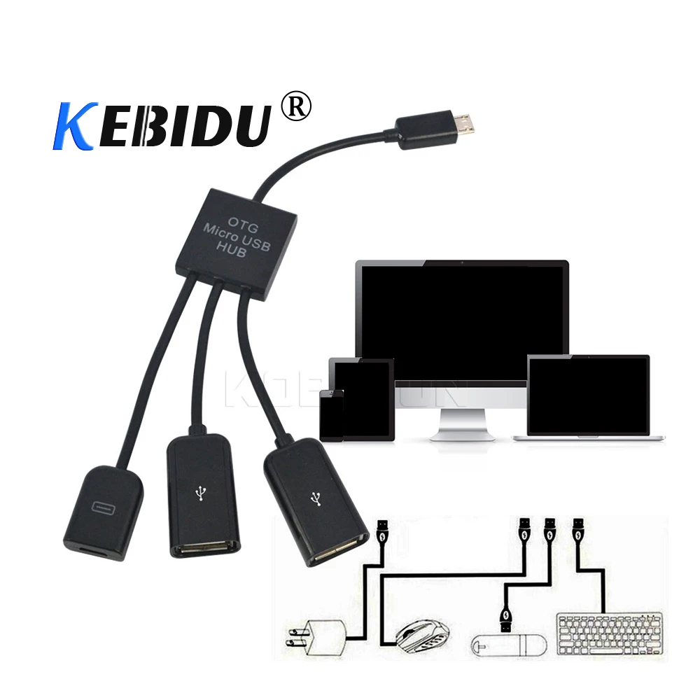Кабель хаб kebidu с 3 портами Micro USB для зарядки OTG один кабель мужчин подключается к