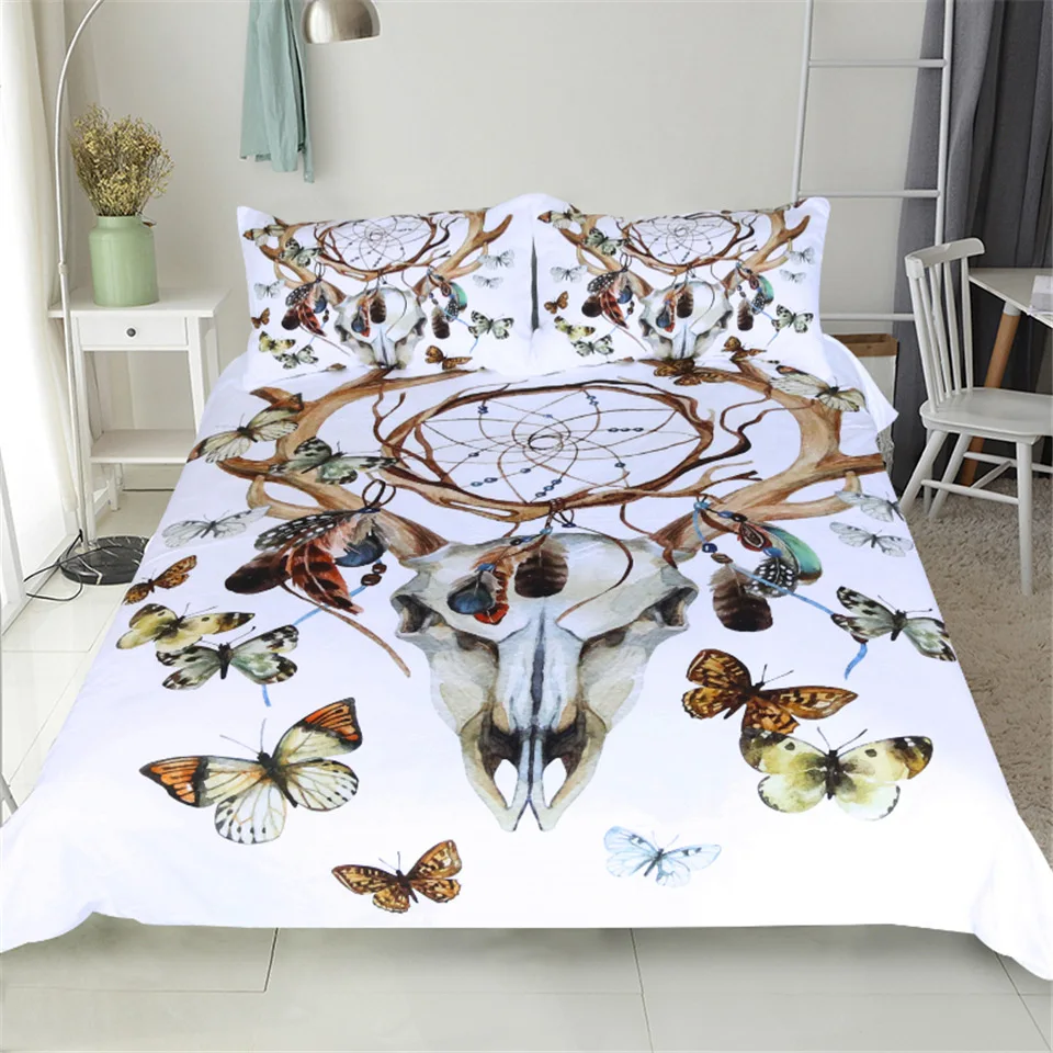 

CAMMITEVER Butterfly Dreamcatcher Bedding Set King Size Luxury Print Bohemian Bedclothes 3d Universe Duvet Cover
