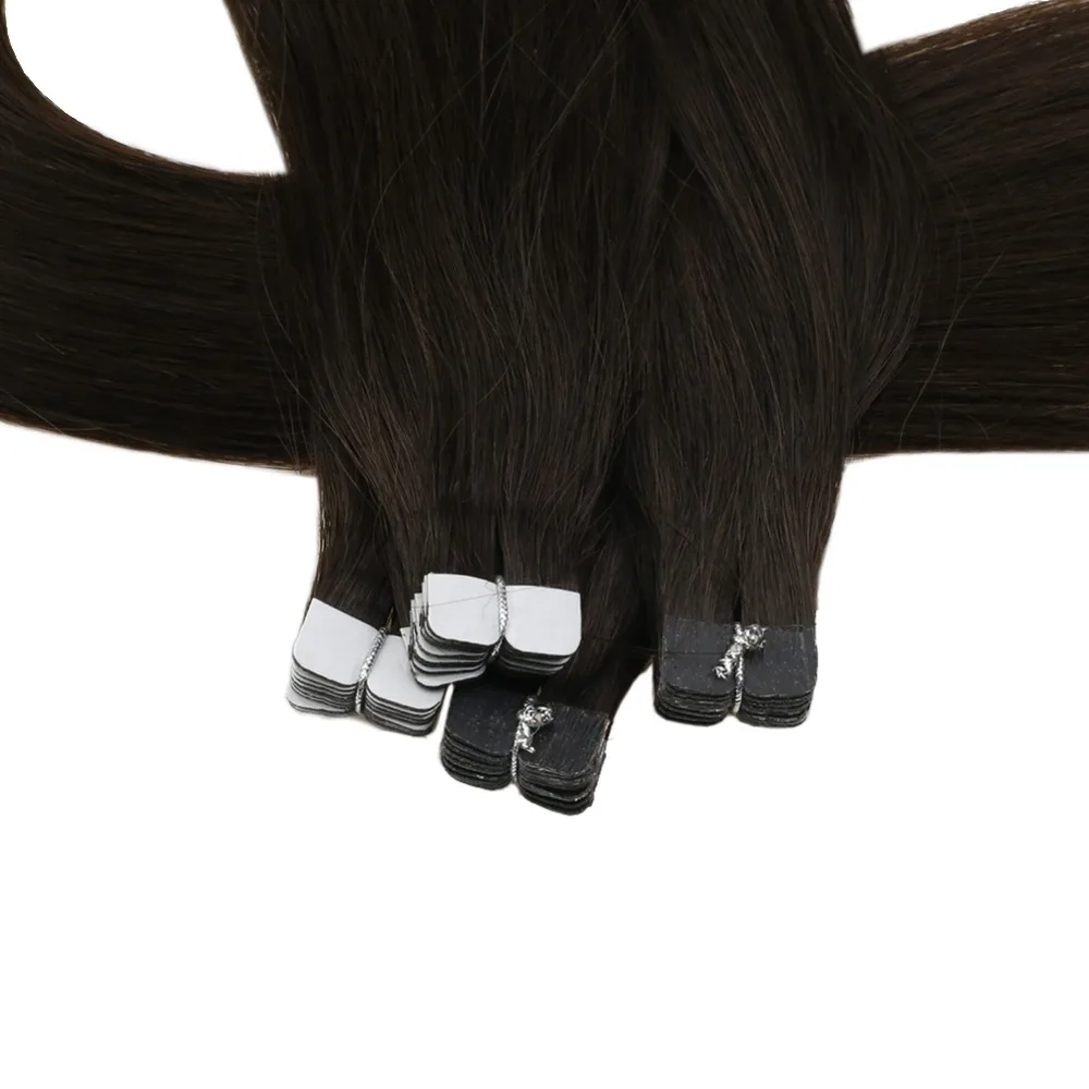 Moresoo Remy мини-лента в наращивание волос настоящие бразильские человеческие волосы Кожа Уток темный коричневый#2 клей в наращивание волос 10 шт. 20 г
