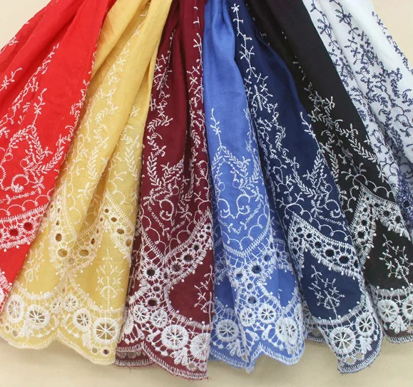

100% Cotton Cloth Lace Fabric Positioning Bilateral Embroidery 138CM DIY Fabric Baby Clothes Skirt Home Textile Accessories