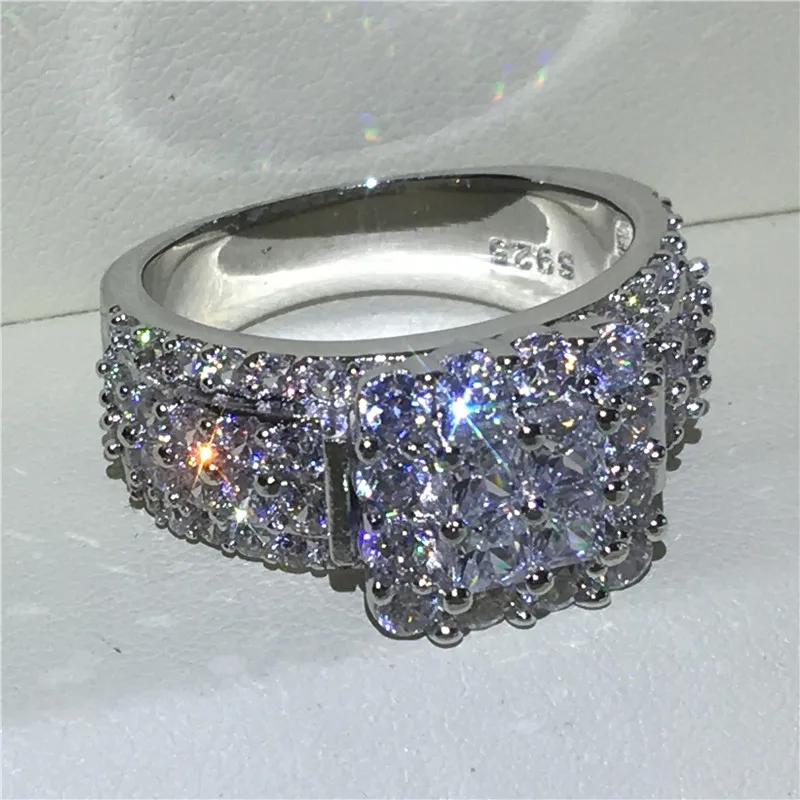 Choucong, Винтажное кольцо, 925 пробы, серебряное, квадратное, AAAAA, cz, для помолвки, обручальное кольцо, кольца для женщин, свадебные украшения