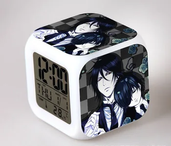 

Japanese Anime Black Butler LED 7 Color Flash Digital Alarm Clocks Kids Night Light Bedroom Clock reloj despertador