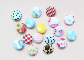 

200pcs of 20mm Small Fabric Covered shank Buttons Set Multi colors floral ,polka dots,gingham,checks etc.