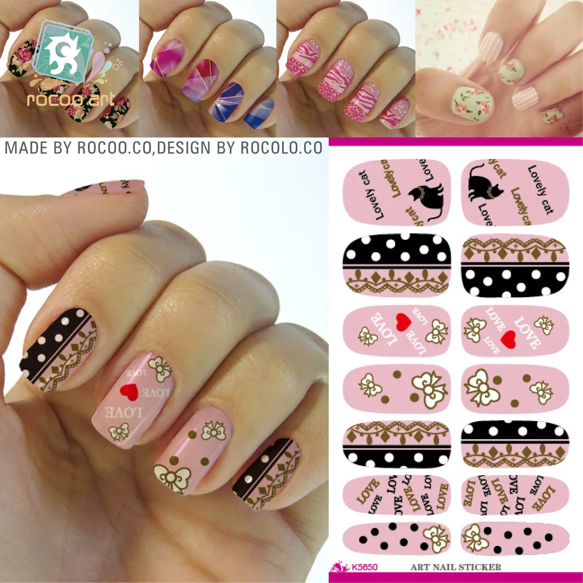 DIY Nail Sticker Cute Hello Kitty Design Manicure Decals Minx Nails Decoration Tools Water ...