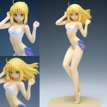 

Anime figure Fate Stay Night 6 Generation white Wave Saber Swimsuit Bikini Ver PVC Action Figure collection model Toy