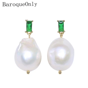 

Baroqueonly swarovski stone earrings natural Pearl drop Earrings 925 sterling silver earrings INS Celi*e Style Gifts EAX