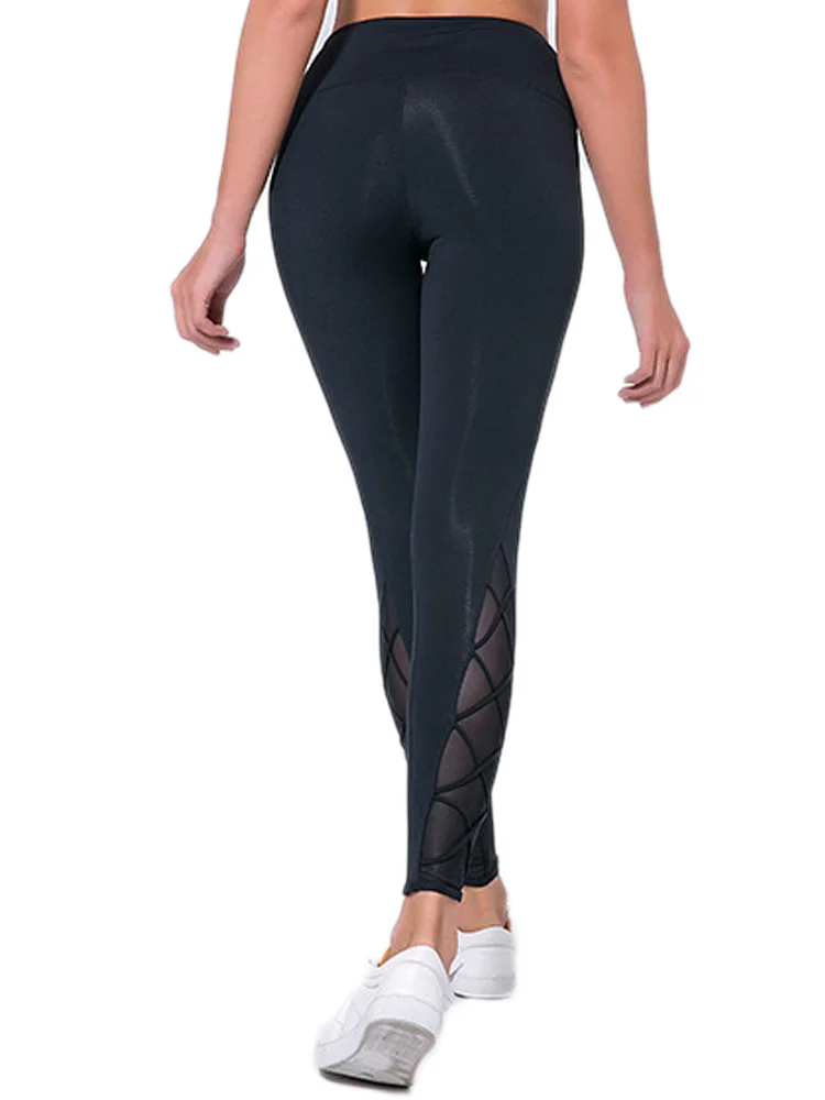 Solid Black Sexy Mesh Leggings For Women Elastic Sportswer Workout Outdoor Gym Pants Soft Plus Size High Waist Slim Trousers Solid Black Sexy Mesh Leggings For Women Elastic Sportswer Workout Outdoor Gym Pants Soft Plus Size High Waist Slim Trousers