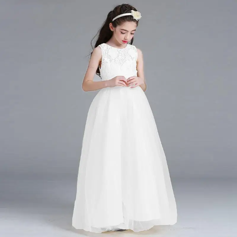 New-Fashion-Spring-Summer-Girls-Dress-2018-Korean-Children-Lace-Ball-Princess-Vest-Long-Dress-Elegant