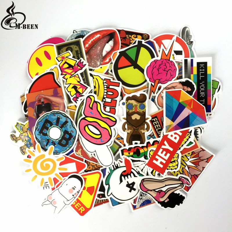 

60pcs European and American graffiti Stickers for Laptop Skateboard Luggage Car Styling Bike Doodle Decals Graffiti Stick Decor