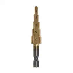 HSS шестигранным хвостовиком пагода металлический Сталь Шаг сверло Отверстие Резак Cut Инструмент 4-12 мм