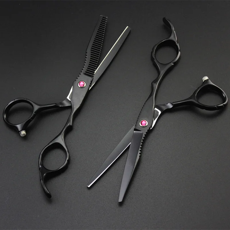 Профессиональный Япония 440C сталь 6 ''черный Ножницы Набор для стрижки салон-парикмахерская makas филировочные ножницы парикмахерские ножницы