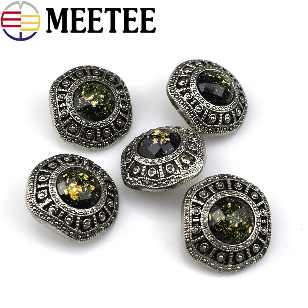 

10PCS High Quality Resin Rhinestones Button Retro Coat Sweater Decorative Buttons Scrapbooking Button Sewing Accessories