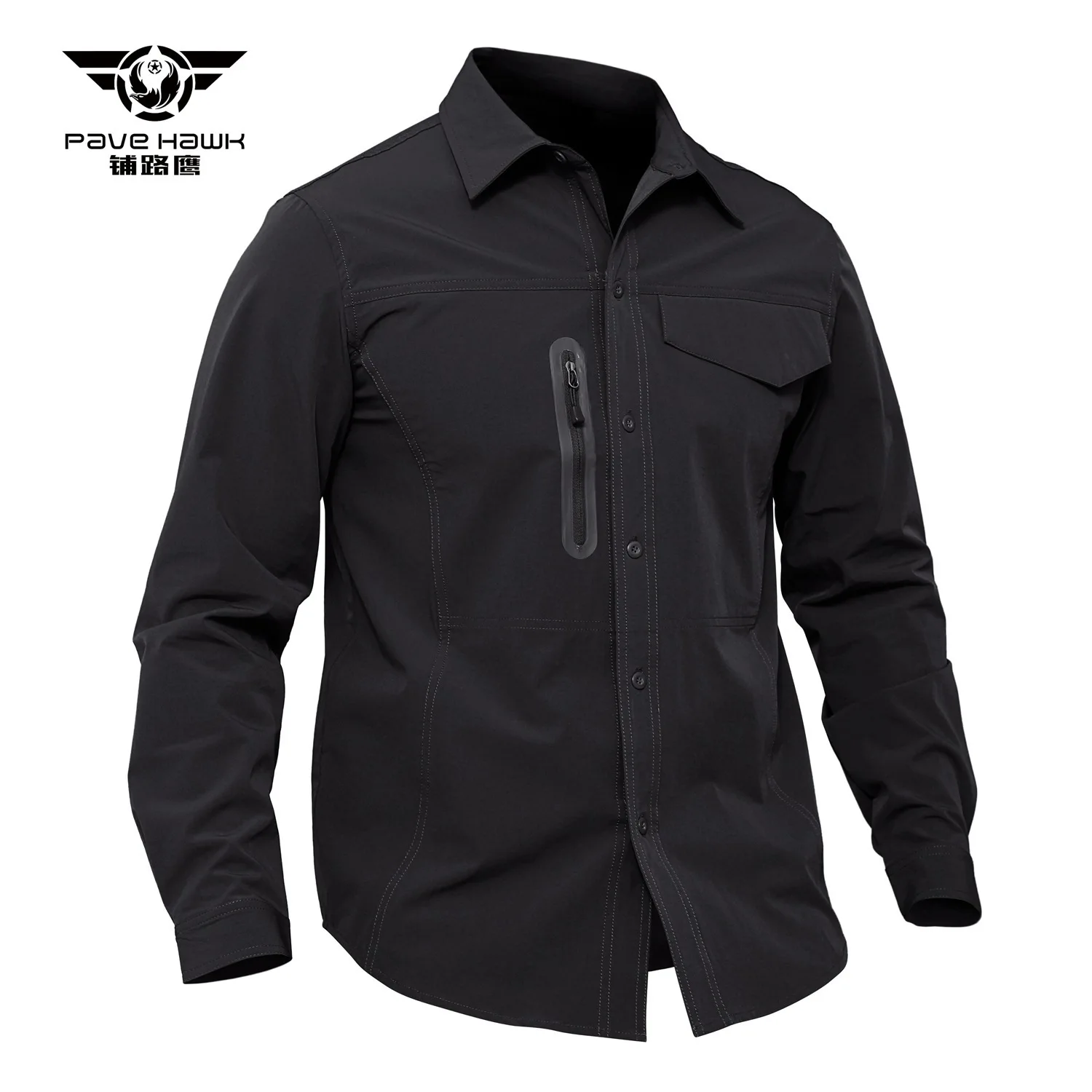 Мужская Уличная походная одежда, мужская весенне-летняя тактическая рубашка, быстросохнущая дышащая Спортивная тренировочная Военная Рубашка - Цвет: Black