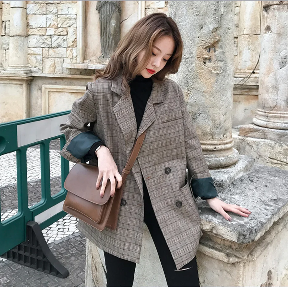 Women Autumn Jacket Coat Plaid Wool Coats Outwear Jackets Korean Female Clothing Wool Button Jacket 2018 Women Clothes AS042 (4)