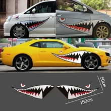 Red Grey Shark Mouth Tooth Teeth Reflective Sticker Vinyl Auto Car Cool Refiting Exterior Decal For Side Door Car Styling