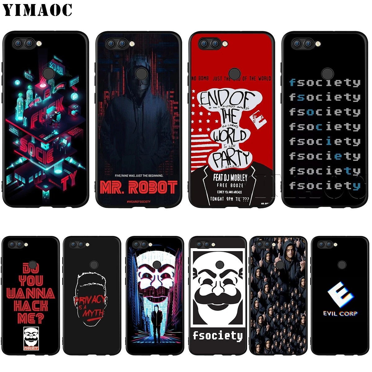 

YIMAOC Mr Robot Case for Huawei Mate 30 20 Honor Y7 7a 7c 8c 8x 9 10 Nova 3i 3 Lite Pro Y6 2018 P30 P smart