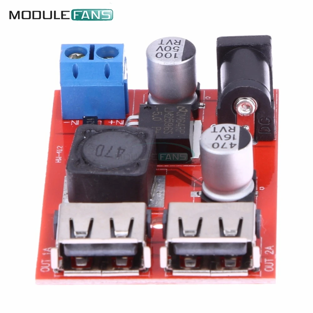 LM2596 LM2596S двойной USB DC 9 в 12 В 24 36 до 5 3A понижающий преобразователь Плата