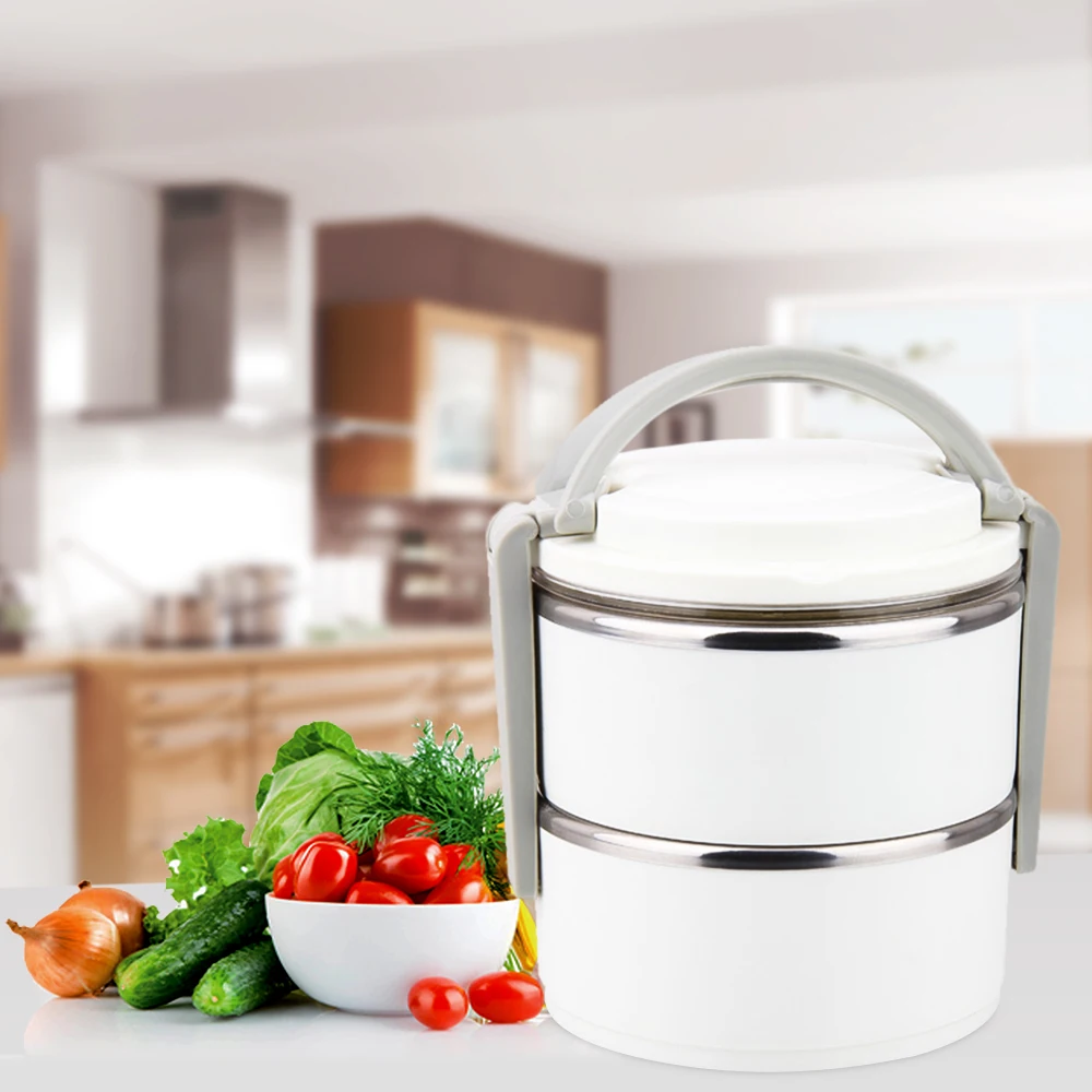 1400ml 2 Layer Stainless Steel Thermal Lunch Box Multifunctional Heat
