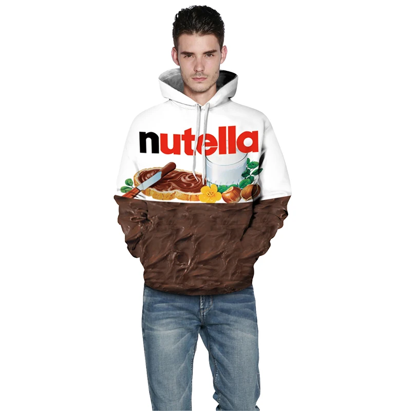 Толстовки Женская худи с 3D принтом Nutella свитшот большого размера толстовки