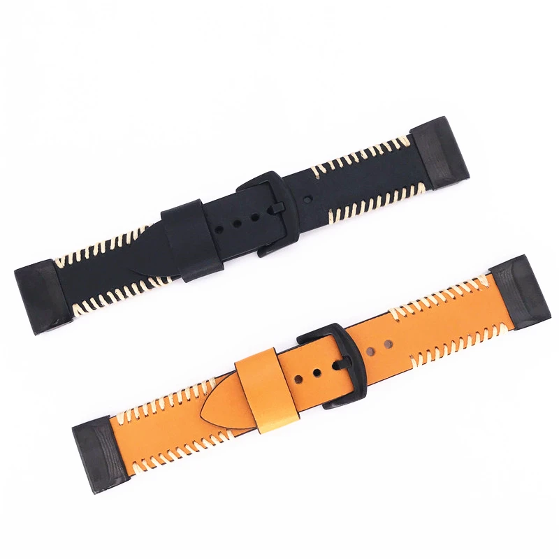 

26mm Garmin Quick Release Easy Fit Genuine Leather Wristband Replacement Strap with Stainless Metal Buckle for Fenix 5X/Fenix 3