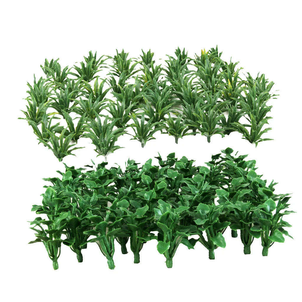 100Pcs Mini Plastic Heart Sword Shape Leaves Grass Model HO Layout Diorama Architecture