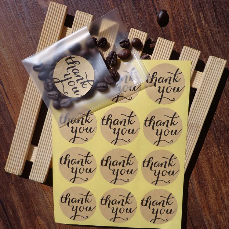 

120Pcs 2019 Hot Sale Thank You Circle Handmade Cake Packaging Sealing Label Kraft Sticker Baking DIY Gift Round Stickers M1054